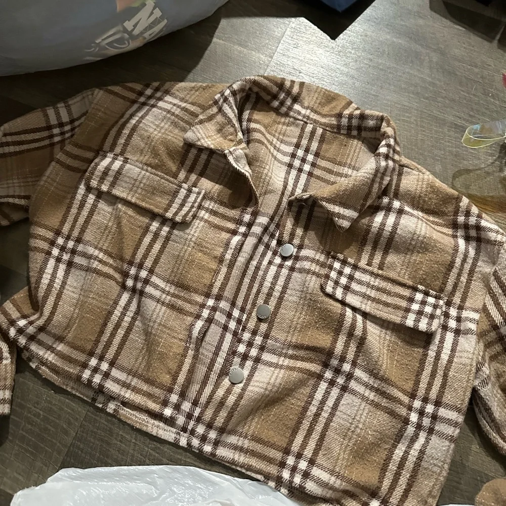 Neutral Color Crop Jacket - Picture 1 of 1